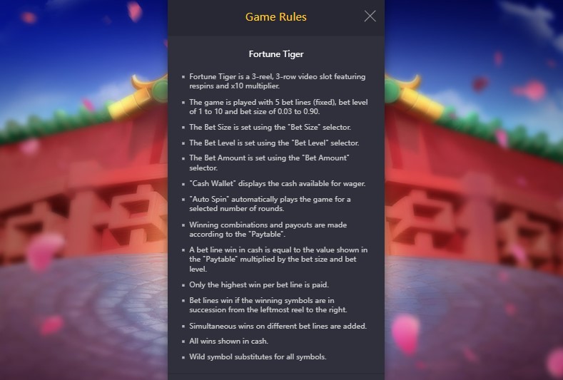 Fortune Tiger Reglas del juego